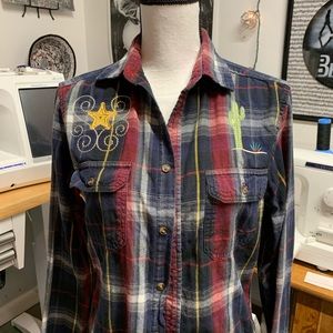 Flannel embroidered shirt